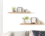 Wood Floating Shelves for Wall Decor, Rustic Wall Shelves for Bedroom Bathroom Kitchen Living Room, Set of 4 Light Walnut 24 Inch