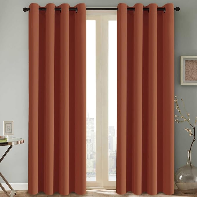 H.VERSAILTEX Thermal Insulated Blackout Window Panels Microfiber Formaldehyde-Free Kids Curtains for Holiday Season Home Decoration,Grommet Top,52 by 96 - Inch - Orange - Set of 2