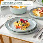 vancasso ANYA 18 Pieces Plates and Bowls Set, Mint Green Dinnerware Sets, Reactive Glaze Dishes Set for 6, Ceramic Dishware Sets Kitchen Dinner Set, Microwave & Dishwasher Safe