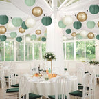 Paper Lanterns Sage Green Gold Round Hanging Chinese Lanterns for Birthday Party Baby Shower Bridal Shower Decorations Pack of 12