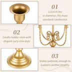 Sziqiqi Candelabra Candle Holder Gold Set of 6-5-arm Metal Candlestick Holders for Taper Candles for Centerpieces Table Wedding Christmas Fireplace Decor Birthday
