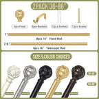 Gold Adjustable Curtain Rods for Windows:Farmhouse Heavy Duty Curtain Rod for Bedroom Living Room,Boho Decorative Rustic Drapery Rod with Vintage Coastal Texture Finial,Brass Gold 2Pack 36-88"