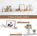 Floating Picture Ledge Shelves for Wall Set of 2, 55 Inches Picture Shelf with Ledge, Nursery Book Shelf for Toys Storage Kids Bookshelf Wall Mounted Living Room Bedroom Decor Frames, White