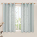 LAMIT Greyish Blue Linen Curtains 45 Inches Long for Bedroom, Light Filtering Panels Bronze Grommet Neutral Drapes for Kitchen/Window/Loft Room, 52 x 45 Inch, 2 Panels