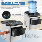 COSTWAY 2 in 1 Countertop Ice Maker Built-in Water Dispenser, 48LBS per Day, S/M/L Size Ice Cube, 5LBS Ice Storage Basket, Fast 6 Mins, Stainless Steel Ice Machine with Extendable Chilled Water Spout