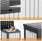 Vixzen 50 Gallon Resin Deck Box, Lockable Outdoor Storage Box for Patio Cushions Storage Furniture,Garden Tools, Pool Supplies, Weatherproof and UV Resistant- Black and White