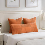 Fancy Homi 2 Packs Burnt Orange Decorative Throw Pillow Covers 18x18 Inch for Living Room Couch Bed Sofa, Farmhouse Boho Home Decor, Soft Corss Corduroy Patchwork Textured Accent Cushion Case 45x45 cm