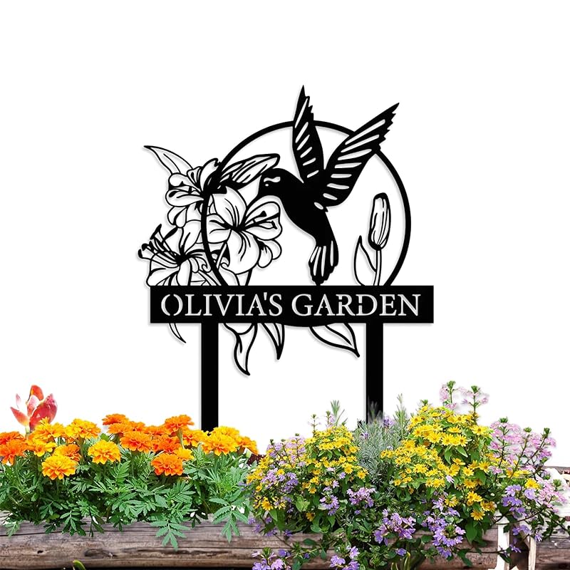 Personalized Garden Signs | Garden Stake Metal Sign | Custom Garden Sign | Customized Bird Garden Name Sign Yard Sign| Garden Signs Decorative Outdoor | Personalized Camping Gifts