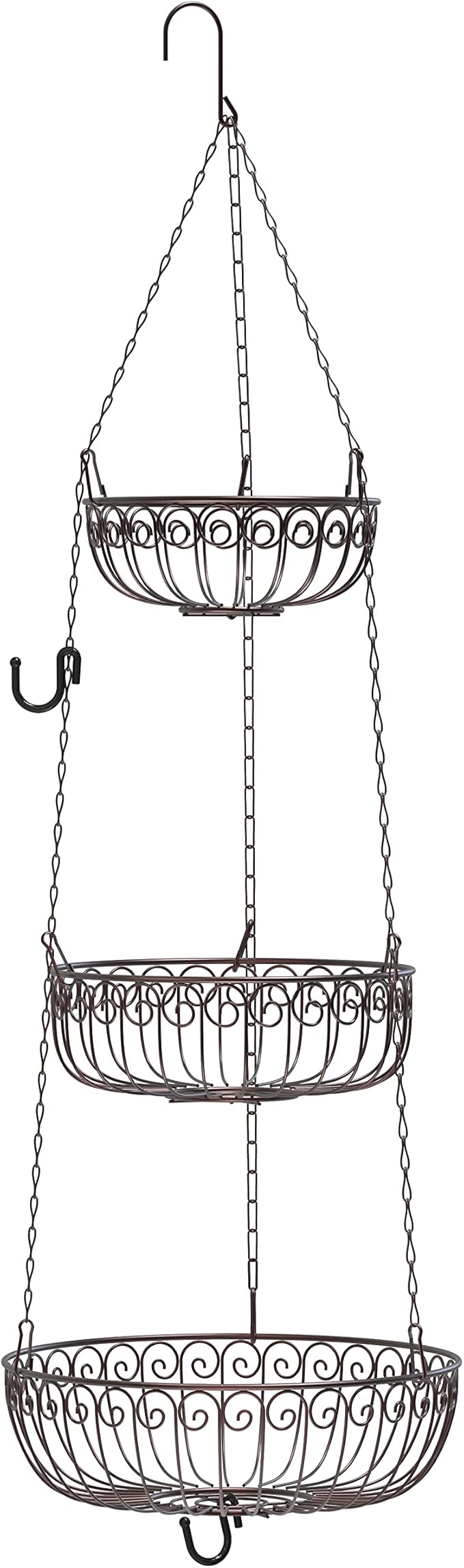 Simple Houseware 3-Tier Fruit Hanging Basket, Bronze