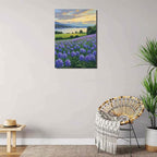 The lavender scenery all over the lake at sunset is suitable for posting in the living room bedroom office landscape poster wall painting