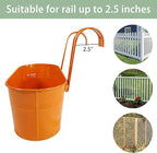 6 Pcs Railing Planter, 10" Metal Hanging Flower Pots for Outdoor Balcony Rails, Fence Pot Hanging Plant Holders with Detachable Hooks for Garden Patio Yard Decor (Multi-Color, 6Pcs)