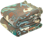 MSGKV 100% Cotton Throw Blanket for Couch Bed Sofa, Cotton Quilt Coverlet Reversible Mudcloth Throws, Soft Cozy Farmhouse Blankets 60''x 80'' Tiger Print Blanket for All Seasons