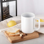 E-liu Porcelain Tea Mugs Coffee Mug Set, Large 15 Ounces Cups for Coffee, Tea, Cocoa, and Mulled Drinks, Set of 6, White