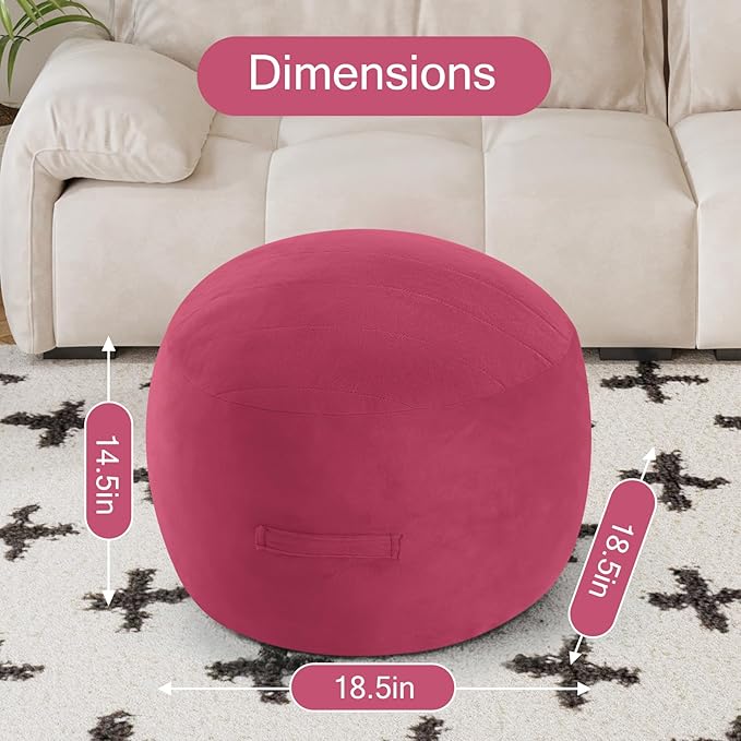 MeMoreCool Round Stuffed Pouf Ottoman Foot Rest, Floor Pouf Foot Stool with Soft Foam Chunk Filling, Small Round Ottoman Footstool Circle Footrest for Living Room
