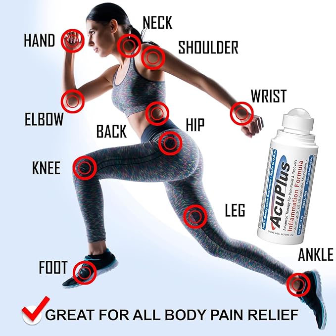AcuPlus - Pain Relief Roll On - Topical Anti Inflammatory to Soothe Muscles & Joints - Arthritis Pain Reliever, Bursitis, Tendonitis Cream - TSA Compliant, Convenient Roll On - 3 fl. oz. (Pack of 1)
