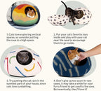MEOWFIA Cat Cave – Premium Felt Cat Bed for Indoor Cats, Handmade 100% Merino Wool (Medium, Snow Leopard)