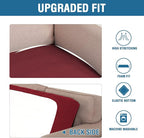H.VERSAILTEX Super Stretch Individual Seat Cushion Covers Sofa Covers Couch Cushion Covers Slipcover Sets Thick Jacquard Textured Twill Fabric (1 Piece Loveseat Cushion Cover, Burgundy Red)