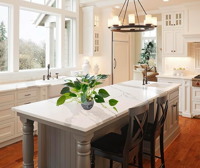 AlphaAcc Artificial Plants Potted Real Looking Small Faux Plant with Rustic Black Cement Planter for Kitchen Office Desk Bookshelf Decor (Ivy Plant)