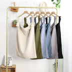 Linen Hanging Laundry Bag, 100% Linen Over The Door Laundry Hamper with Buttons and Zipper, Space Saving Door Hampers for Laundry Dirty Clothes Home Travel, Blue