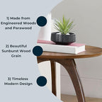 Martin Svensson Home LAX Two-Tone 20-Inch Caramel Brown Round Wood End Side Table with Walnut Legs and Shelf Storage
