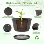 Quarut 16 Inch Brown Classic Plastic Whiskey Barrel Planters Set of 4 with Drainage Holes & Trays for Indoor & Outdoor Use