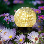 Solar Garden Lights Outdoor Waterproof, 6 Pack LEDs Cracked Glass Ball Light, Ground Landscape Garden Decor, Solar Globe Decorative for Pathway/Patio/Lawn/Yard (Warm White, 3.9")