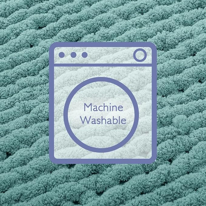 Bigacogo Chunky Knit Throw Blanket for Couch, 51x63 inches, 100% Hand Knitted with Thick Jumbo Chenille Yarn, Cozy Soft Large Rope Knot Cable Crochet Blankets for Sofa Bed Living Room, Light Teal