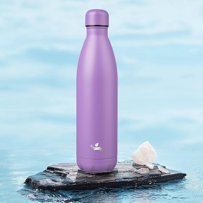 Insulated Water Bottles,25 oz Double Wall Stainless Steel Vacumm Metal Flask for Sports Travel,Lavender