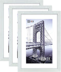 VCK 12x18 Inch Solid Wood Poster Frames with Wall Mounting Hanging Picture Frame Set of 3 White
