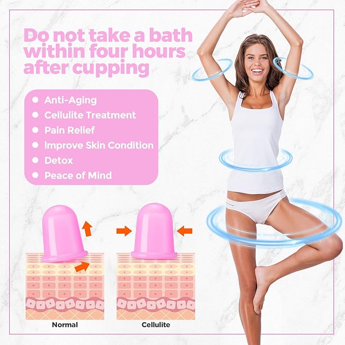 TrelaCo 12 Pcs 2 Size Cupping Therapy Set Silicone Anti Cellulite Cupping Kit for Massage Therapy Cupping Therapy Set Vacuum Suction Cup for Arthritis Relief, Pain Reduction Adults Home Use (Purple)