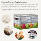 Happy Easter Eggs Storage Basket Cube Storage Bins Organizer Bag Collapsible Closet Shelf Baskets with handle for Baby Cloth Pet Toy Book 14.2×10.2×8.3 IN