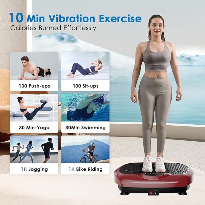 Vibration Plate Exercise Machine - Whole Body Workout Vibration Platform Lymphatic Drainage Machine for Weight Loss Home Fitness with Resistance Bands Remote