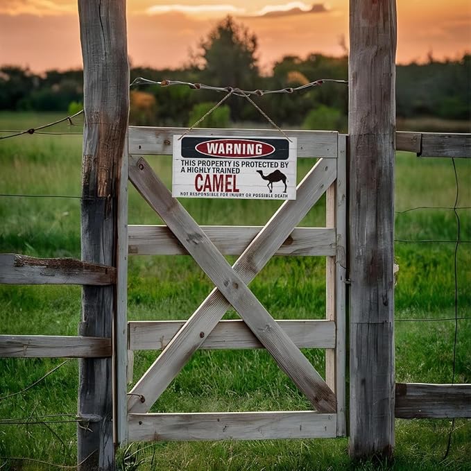 Warning Sign, Camel Warning Wood Plaque Sign, Funny Door Signs, Decorative Wood Hanging Suspension Plaque, Farmhouse Wooden Wall Decor, Outdoor Hanging Wooden Signs