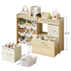 Toy Storage Organizer for Kids, 9-Bin Toy Organizer with 2-Drawers,Movable Toy Chest and Top Rack, Multifunctional Kids Bookshelf and Toy Storage for Living Room, Playroom, Nursery, White
