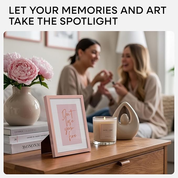 Homeforia Rose Gold 4x6 Picture Frame, High End Metal 4 x 6 Frames with Mat 3 x 5 for Print, 4by6 Desk Frame Matted to 3x5 inch Photo, 4 by 6 Wall or Tabletop Frame, Tempered Glass, Wall Kit, Set of 1