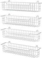 Spice Rack Wall Mount, 4-Pack Seasoning Organizer for Kitchen Storage Organization, Spice Holder Shelf Saving Space for Cabinet, RV, Pantry, Silver