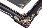 8x10 Vintage Picture Frame with Embossed Flower Design, Black Ornate Frame for 8x10 or 5x7 Pictures with White Mat, Hand-Crafted Resin Antique Frames for Tabletop & Wall Hanging, Home Decor (Black)