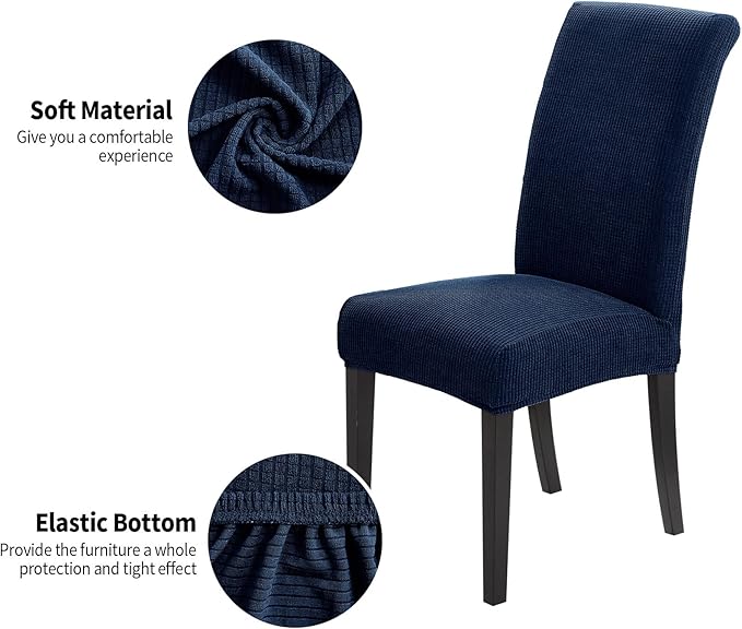 Joccun Chair Covers for Dining Room Set of 4, Dining Chair Slipcovers Stretch Dining Room Chair Covers Seat Protector,Washable Parsons Chair Cover for Home,Hotel,Banquet(Navy,4 Pack)