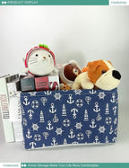 FANKANG Storage Basket,Nursery Hamper Canvas Laundry Basket Foldable with Waterproof PE Coating Storage, Office, Bedroom, Clothes,Toys (Rec-Sailboat)