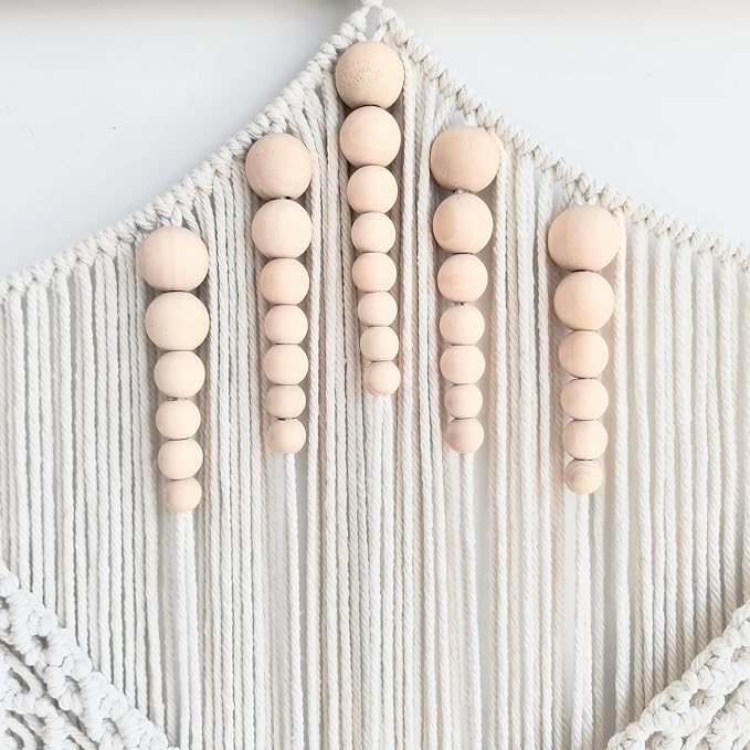 Achart Macrame Wall Hanging Large- Boho Wall Decor- large wall art- Wall Decor Living Room- Macrame Tapestry Boho Decor for Bedroom (Leaf &Wood Bead)