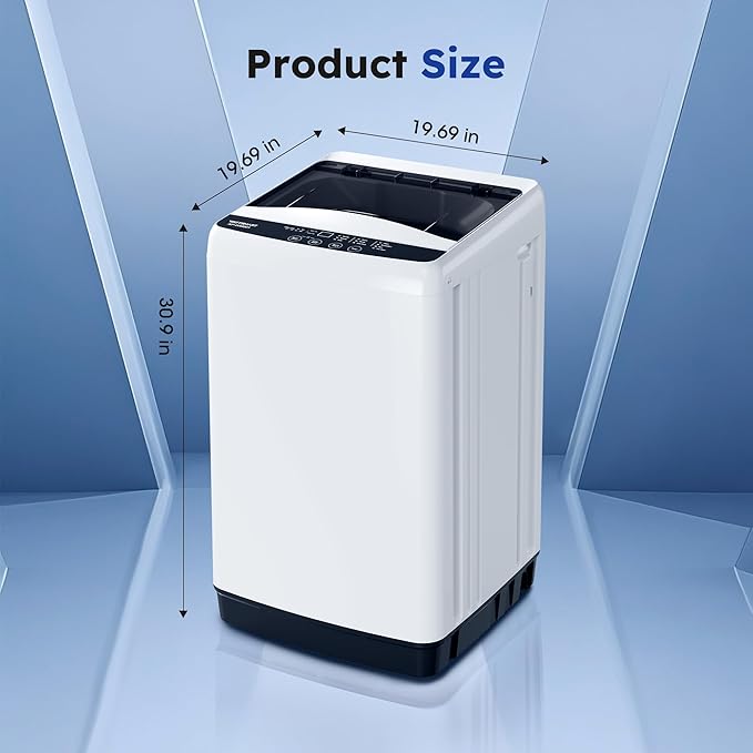 1.0 Cu.ft Portable Washing Machine for Home & Apartment, Full-Automatic Clothes Washer with 6 Water Level & 10 Wash Cycles, Drain Hose Included, White