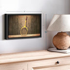 ElephantStock Vintage Tennis Racket Wall Art - Horizontal Framed Canvas - 1-Piece Living Room Wall Decor - Photography Sports Canvas Print - Brown and Black Decor for Wall - 13" X 9"