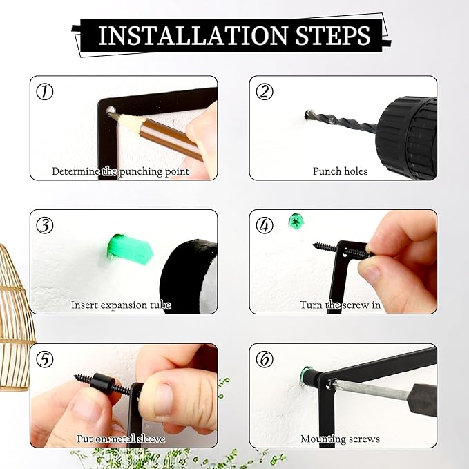 OYEFLY 2 Pcs Metal Abstract Wall Art,Modern Geometric Decor (Black, style 3)