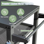 Domi 3-Shelf Outdoor Grill Table, Grill Cart Outdoor with Wheels, Pizza Oven and Food Prep Table, Blackstone with Propane Tank Hook, BBQ Stand for Blackstone Griddle for Outside BBQ