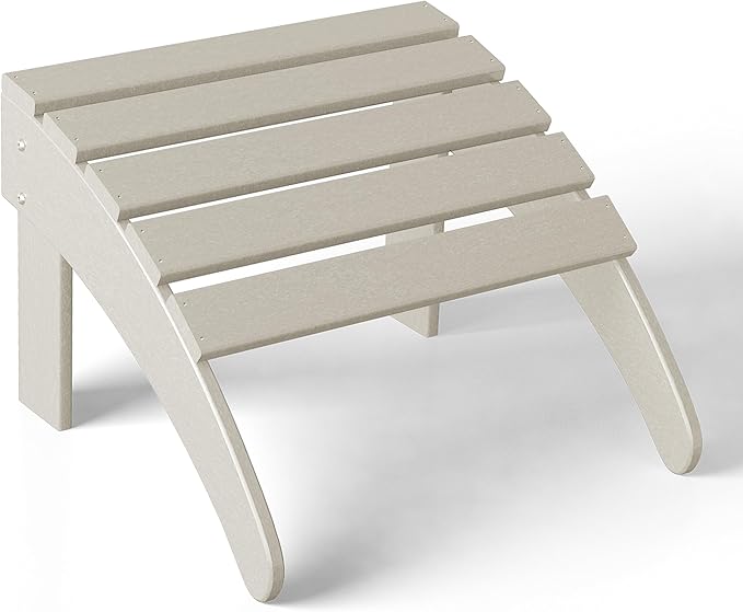 WestinTrends Outdoor Ottoman, Patio Adirondack Ottoman Foot Rest, All Weather Poly Lumber Folding Foot Stool for Adirondack Chair, Widely Used for Outside Porch Pool Lawn Backyard, Sand
