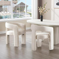 White Chenille Dining Chairs Set of 2, Modern Barrel Dining Room Chairs Upholstered Accent Chair with Arms and Round Back for Living Room Kitchen Armchair No Assembly Needed