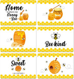 Honey Bee Placemats Set of 6 Summer Plastic Table Mats Yellow Bee Theme Placemats Washable Farmhouse Rustic Holiday Table Decoration for Indoor Outdoor Party Kitchen Dining