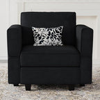 Belffin Modular Sectional Arm Accent Chair with Storage Seat Velvet Armchair Single Sofa Club Chair Black