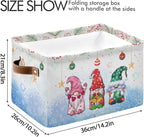 Storage Basket Gnomes Christmas Cube Storage Bins Organizer Bag Collapsible Closet Shelf Baskets with handle for Baby Cloth Pet Toy Book 14.2×10.2×8.3 IN