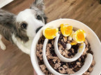 Slow Feeder Dog Bowl, 3 Cups Ceramic Maze Dog Food Bowl for Medium/Large Dogs – Non-Slip White Pet Dish, Cute Puzzle Design to Slow Fast Eaters